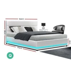 Queen Package | Henley LED Storage Bed White & Bonita Euro Top Mattress (Medium Firm) -Home Luxe Store queen package henley led storage bed white bonita euro top mattress medium firm bedzy australia 306337