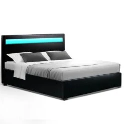 Queen Package | Wanda LED Storage Bed Black & Bonita Euro Top Mattress (Medium Firm) -Home Luxe Store queen package wanda led storage bed black bonita euro top mattress medium firm bedzy australia 145213