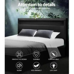 Queen Package | Wanda LED Storage Bed Black & Bonita Euro Top Mattress (Medium Firm) -Home Luxe Store queen package wanda led storage bed black bonita euro top mattress medium firm bedzy australia 635538