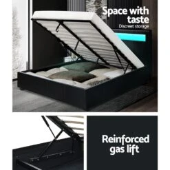 Queen Package | Wanda LED Storage Bed Black & Bonita Euro Top Mattress (Medium Firm) -Home Luxe Store queen package wanda led storage bed black bonita euro top mattress medium firm bedzy australia 962295