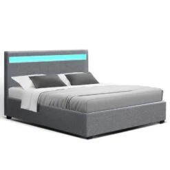 Queen Package | Wanda LED Storage Bed Grey & Bonita Euro Top Mattress (Medium Firm) -Home Luxe Store queen package wanda led storage bed grey bonita euro top mattress medium firm bedzy australia 275499