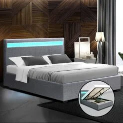 Queen Package | Wanda LED Storage Bed Grey & Bonita Euro Top Mattress (Medium Firm) -Home Luxe Store queen package wanda led storage bed grey bonita euro top mattress medium firm bedzy australia 648711