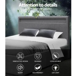 Queen Package | Wanda LED Storage Bed Grey & Bonita Euro Top Mattress (Medium Firm) -Home Luxe Store queen package wanda led storage bed grey bonita euro top mattress medium firm bedzy australia 901202