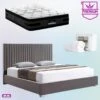 Queen Premium Package | Bedzy Luxe Hillsdale Bed Frame Grey, Luna Series Euro Top Mattress (Medium Firm) & Bamboo Mattress Topper!