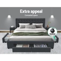 Queen Premium Package | Trinity Queen Bed Frame With Storage Charcoal, Luna Series Euro Top Mattress (Medium Firm) & Bamboo Mattress Topper! -Home Luxe Store queen premium package trinity queen bed frame with storage charcoal luna series euro top mattress medium firm bamboo mattress topper bedzy australia abn 18 642 164817
