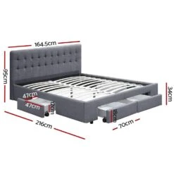 Queen Premium Package | Trinity Queen Bed Frame With Storage Grey, Luna Series Euro Top Mattress (Medium Firm) & Bamboo Mattress Topper! -Home Luxe Store queen premium package trinity queen bed frame with storage grey luna series euro top mattress medium firm bamboo mattress topper bedzy australia abn 18 642 972 901468