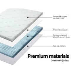Queen Size | Cool Gel 7-zone Memory Foam Mattress Topper W/Bamboo Cover 5cm -Home Luxe Store queen size cool gel 7 zone memory foam mattress topper wbamboo cover 5cm bedzy australia 683261