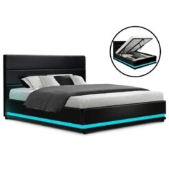 Queen Ultra Package | Henley LED Bed Black, 2 X LED Bedside Tables, Platinum Series 7 Zone Dual Euro Top Mattress, Pillowtop Mattress Topper & 4 X Pillows -Home Luxe Store queen ultra package henley led bed black 2 x led bedside tables platinum series 7 zone dual euro top mattress pillowtop mattress topper 4 x pillows bedzy austra 114818