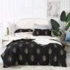 Reversible Design King Size Black Gold Duvet Doona Quilt Cover Set