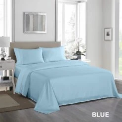 Royal Comfort 1200 Thread Count Sheet Set 4 Piece Ultra Soft Satin Weave Finish Double Sky Blue -Home Luxe Store royal comfort 1200 thread count sheet set 4 piece ultra soft satin weave finish double sky blue bedzy australia 559699
