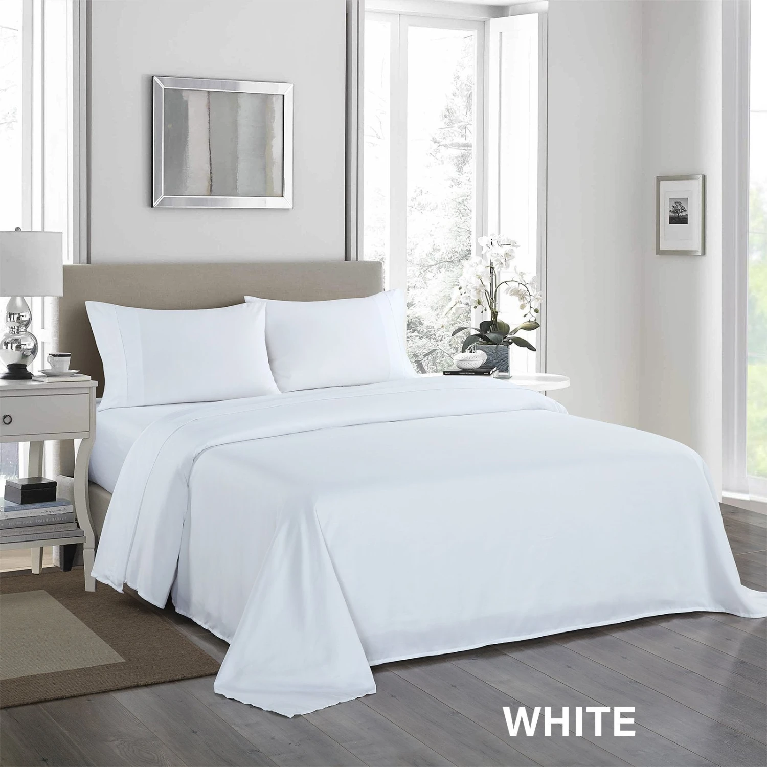 Royal Comfort 1200 Thread Count Sheet Set 4 Piece Ultra Soft Satin Weave Finish Double White 6 Royal Comfort 1200 Thread Count Sheet Set 4 Piece Ultra Soft Satin Weave Finish Double White - Image 6