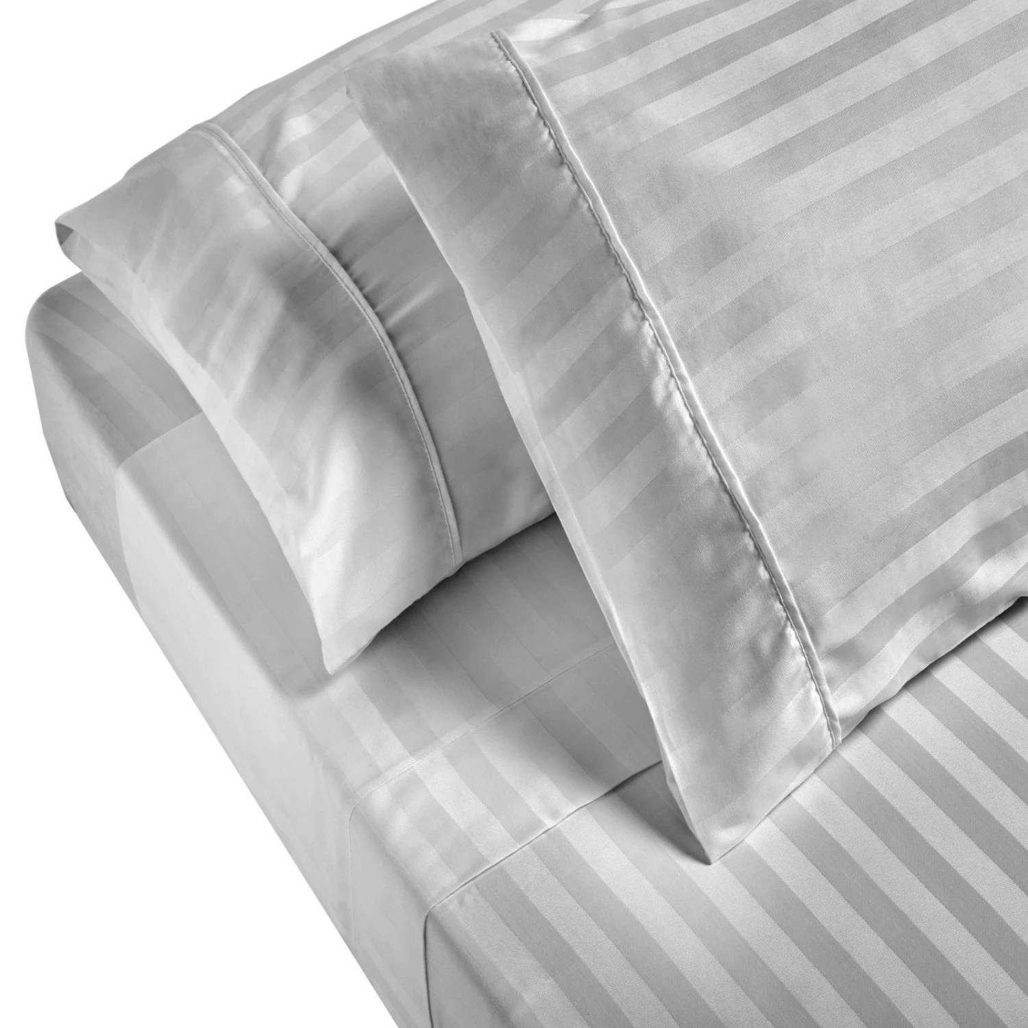Royal Comfort 1200TC Sheet Set Damask Cotton Blend Ultra Soft Sateen Bedding Queen Silver 4 Royal Comfort 1200TC Sheet Set Damask Cotton Blend Ultra Soft Sateen Bedding Queen Silver - Image 4