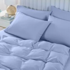 Royal Comfort 2000TC 6 Piece Bamboo Sheet & Quilt Cover Set Cooling Breathable King Light Blue -Home Luxe Store royal comfort 2000tc 6 piece bamboo sheet quilt cover set cooling breathable king light blue bedzy australia 689164