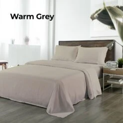 Royal Comfort Bamboo Blended Sheet & Pillowcases Set 1000TC Ultra Soft Bedding Double Warm Grey -Home Luxe Store royal comfort bamboo blended sheet pillowcases set 1000tc ultra soft bedding double warm grey bedzy australia 703477