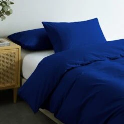 Royal Comfort Vintage Washed 100% Cotton Quilt Cover Set Bedding Ultra Soft Double Royal Blue -Home Luxe Store royal comfort vintage washed 100 cotton quilt cover set bedding ultra soft double royal blue bedzy australia 413307