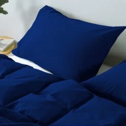 Royal Comfort Vintage Washed 100% Cotton Quilt Cover Set Bedding Ultra Soft Double Royal Blue -Home Luxe Store royal comfort vintage washed 100 cotton quilt cover set bedding ultra soft double royal blue bedzy australia 796854