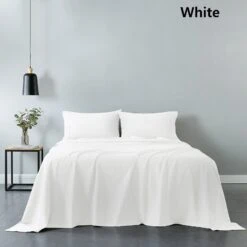 Royal Comfort Vintage Washed 100% Cotton Sheet Set Fitted Flat Sheet Pillowcases King White -Home Luxe Store royal comfort vintage washed 100 cotton sheet set fitted flat sheet pillowcases king white bedzy australia 230313