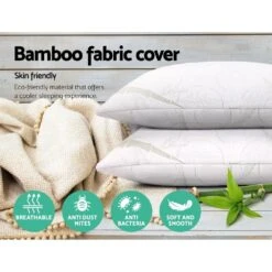 Set Of 2 Bamboo Pillows With Memory Foam -Home Luxe Store set of 2 bamboo pillows with memory foam bedzy australia 792613