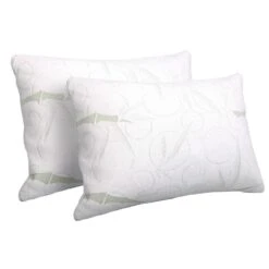 Set Of 2 Bamboo Pillows With Memory Foam