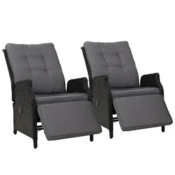 Set Of 2 Elara Outdoor Recliner Patio Chairs Black