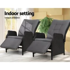Set Of 2 Elara Outdoor Recliner Patio Chairs Black -Home Luxe Store set of 2 elara outdoor recliner patio chairs black bedzy australia abn 18 642 972 209 879230