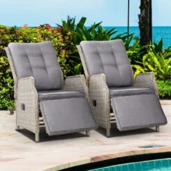 Set Of 2 Elara Outdoor Recliner Patio Chairs Grey -Home Luxe Store set of 2 elara outdoor recliner patio chairs grey bedzy australia abn 18 642 972 209 693117