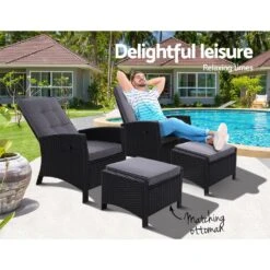 Set Of 2 Elise Outdoor Recliner Chairs With Ottomans Black -Home Luxe Store set of 2 elise outdoor recliner chairs with ottomans black bedzy australia 952763