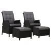 Set Of 2 Ella Outdoor Recliner Patio Chairs Black