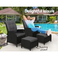Set Of 2 Ella Outdoor Recliner Patio Chairs Black -Home Luxe Store set of 2 ella outdoor recliner patio chairs black bedzy australia abn 18 642 972 209 534623