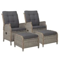 Set Of 2 Ella Outdoor Recliner Patio Chairs Grey