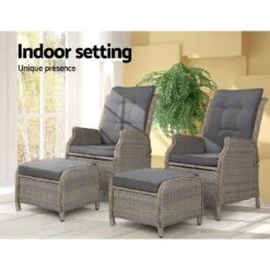 Set Of 2 Ella Outdoor Recliner Patio Chairs Grey -Home Luxe Store set of 2 ella outdoor recliner patio chairs grey bedzy australia abn 18 642 972 209 670896