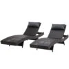 Set Of 2 Wicker Outdoor Sun Loungers Black