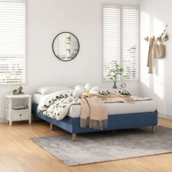 Single Metal Bed Frame Mattress Foundation - Blue -Home Luxe Store single metal bed frame mattress foundation blue furniture bedroom bedzy australia 527674