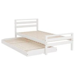 Single Package | Avis Wooden Trundle Bed Frame White, Bonita Pillow Top Mattress (Medium Firm) & Alessio Series Trundle Mattress (Medium Firm) -Home Luxe Store single package avis wooden trundle bed frame white bonita pillow top mattress medium firm alessio series trundle mattress medium firm bedzy australia 648753