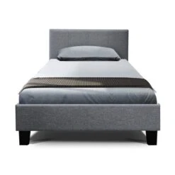 Single Package | Coogee Bed Grey & Normay Bonnell Spring Pillow Top Mattress (Medium Firm) -Home Luxe Store single package coogee bed grey normay bonnell spring pillow top mattress medium firm bedzy australia 418625