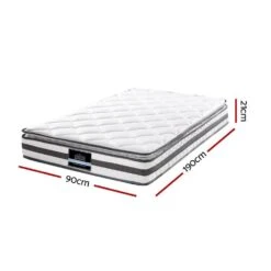 Single Package | Coogee Bed Grey & Normay Bonnell Spring Pillow Top Mattress (Medium Firm) -Home Luxe Store single package coogee bed grey normay bonnell spring pillow top mattress medium firm bedzy australia 543515