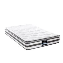 Single Package | Coogee Bed Grey & Normay Bonnell Spring Pillow Top Mattress (Medium Firm) -Home Luxe Store single package coogee bed grey normay bonnell spring pillow top mattress medium firm bedzy australia 713356
