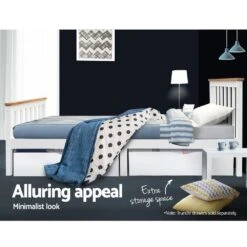 Single Package | Kewarra Wooden Bed Frame White & Bonita Pillow Top Mattress (Medium Firm) -Home Luxe Store single package kewarra wooden bed frame white bonita pillow top mattress medium firm bedzy australia abn 18 642 972 209 334464