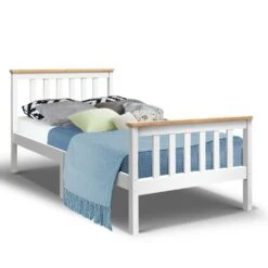 Single Package | Kewarra Wooden Bed Frame White & Bonita Pillow Top Mattress (Medium Firm) -Home Luxe Store single package kewarra wooden bed frame white bonita pillow top mattress medium firm bedzy australia abn 18 642 972 209 370093