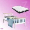 Single Package | Kewarra Wooden Bed Frame White & Bonita Pillow Top Mattress (Medium Firm)