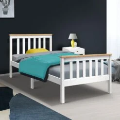 Single Package | Kewarra Wooden Bed Frame White & Bonita Pillow Top Mattress (Medium Firm) -Home Luxe Store single package kewarra wooden bed frame white bonita pillow top mattress medium firm bedzy australia abn 18 642 972 209 982531