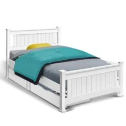 Single Package | Kids Cottesloe Storage Bed With Two Drawers & Bonita Pillow Top Mattress (Medium Firm) -Home Luxe Store single package kids rio storage bed with drawers white bonita pillow top mattress medium firm bedzy australia abn 18 642 972 209 223247