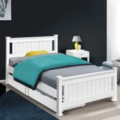 Single Package | Kids Cottesloe Storage Bed With Two Drawers & Bonita Pillow Top Mattress (Medium Firm) -Home Luxe Store single package kids rio storage bed with drawers white bonita pillow top mattress medium firm bedzy australia abn 18 642 972 209 871944