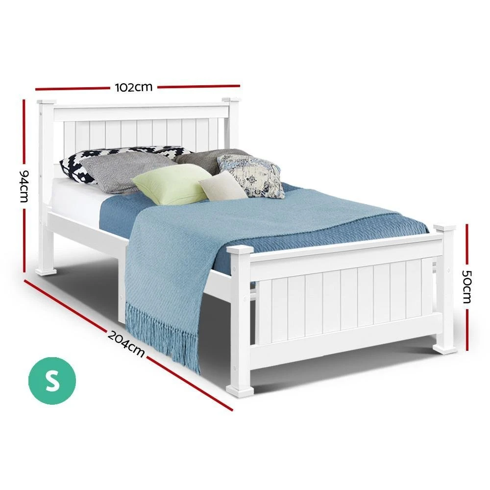 Single Package | Cottesloe Wooden Bed White & Bonita Pillow Top Mattress (Medium Firm) 2 Single Package | Cottesloe Wooden Bed White & Bonita Pillow Top Mattress (Medium Firm) - Image 2