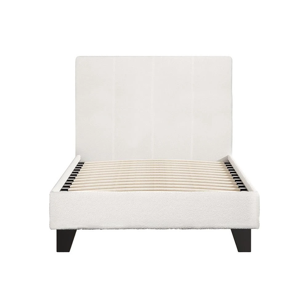 Single Premium Package | Coogee Bed Frame Cuddly White Bouclé, Algarve Euro Top Pocket Spring Mattress (Medium Firm) & Pillowtop Mattress Topper 4 Single Premium Package | Coogee Bed Frame Cuddly White Bouclé, Algarve Euro Top Pocket Spring Mattress (Medium Firm) & Pillowtop Mattress Topper - Image 4