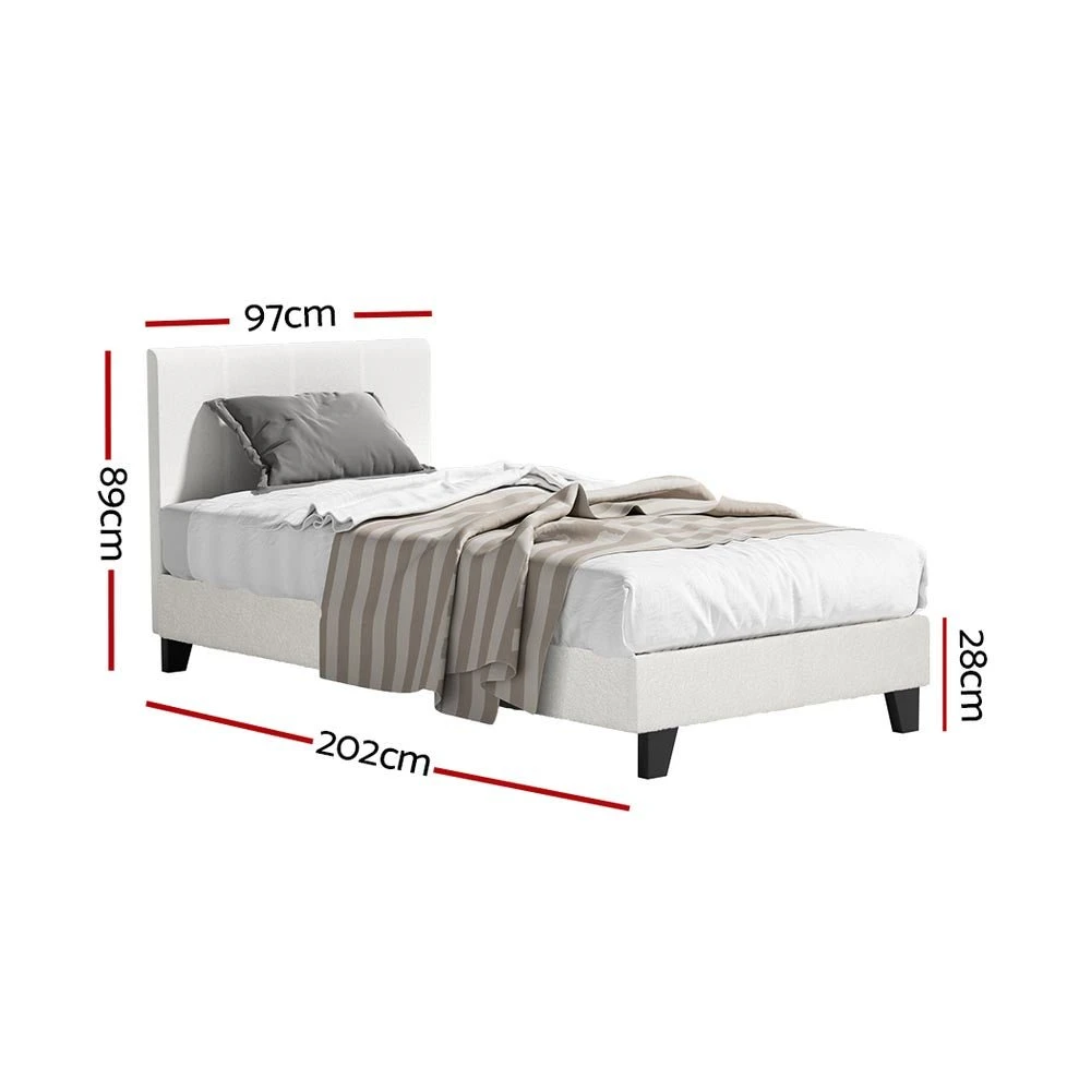 Single Premium Package | Coogee Bed Frame Cuddly White Bouclé, Algarve Euro Top Pocket Spring Mattress (Medium Firm) & Pillowtop Mattress Topper 3 Single Premium Package | Coogee Bed Frame Cuddly White Bouclé, Algarve Euro Top Pocket Spring Mattress (Medium Firm) & Pillowtop Mattress Topper - Image 3