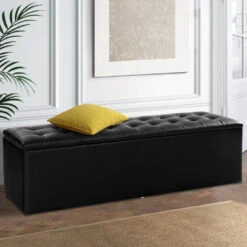 Storage Ottoman Blanket Box Black LARGE Leather Rest Chest Toy Foot Stool -Home Luxe Store storage ottoman blanket box black large leather rest chest toy foot stool bedzy australia abn 18 642 972 209 679151