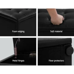 Storage Ottoman Blanket Box Black LARGE Leather Rest Chest Toy Foot Stool -Home Luxe Store storage ottoman blanket box black large leather rest chest toy foot stool bedzy australia abn 18 642 972 209 908325