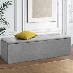 Storage Ottoman Blanket Box Grey LARGE Fabric Rest Chest Toy Foot Stool -Home Luxe Store storage ottoman blanket box grey large fabric rest chest toy foot stool bedzy australia abn 18 642 972 209 757650