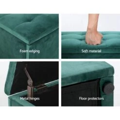 Storage Ottoman Blanket Box Velvet Foot Stool Rest Chest Couch Green -Home Luxe Store storage ottoman blanket box velvet foot stool rest chest couch green bedzy australia abn 18 642 972 209 686249